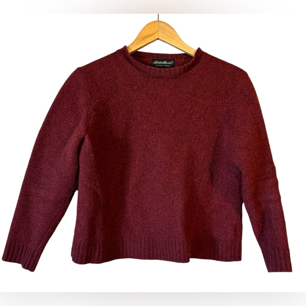 Eddie Bauer Lambs Wool Sweater Women’s Large Knit Heavy Fair Isle Red